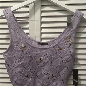 # 0731+ Lavender Knit Tank Top W/ WHT